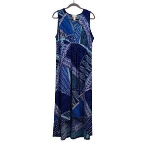 Chico's Maxi Dress Geometric Print Sleeveless Blue Size‎ 3 (US Standard 16)